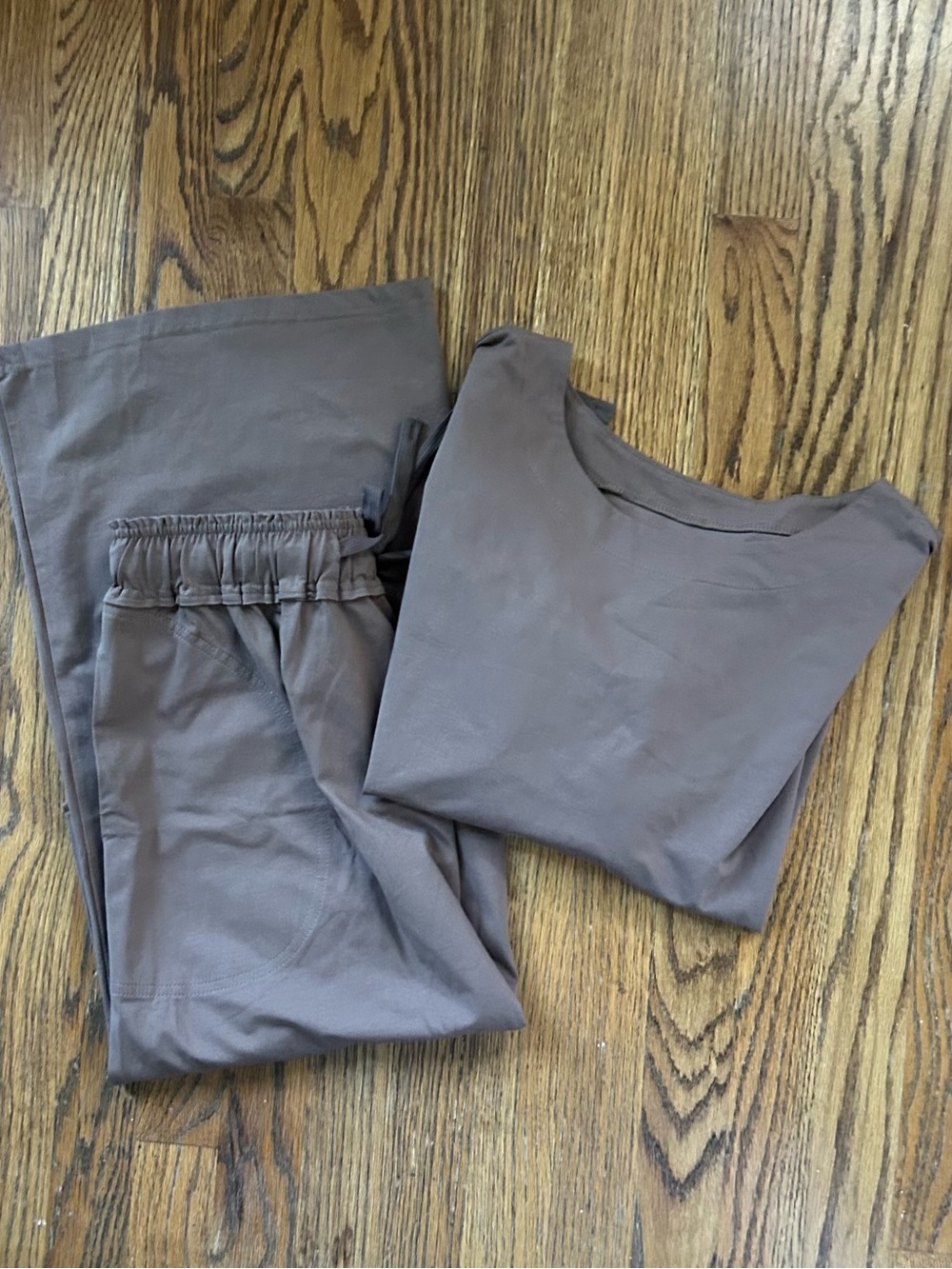 Women’s Relaxed Elastic-Waist Skirt & Top Set - Taupe NWOT